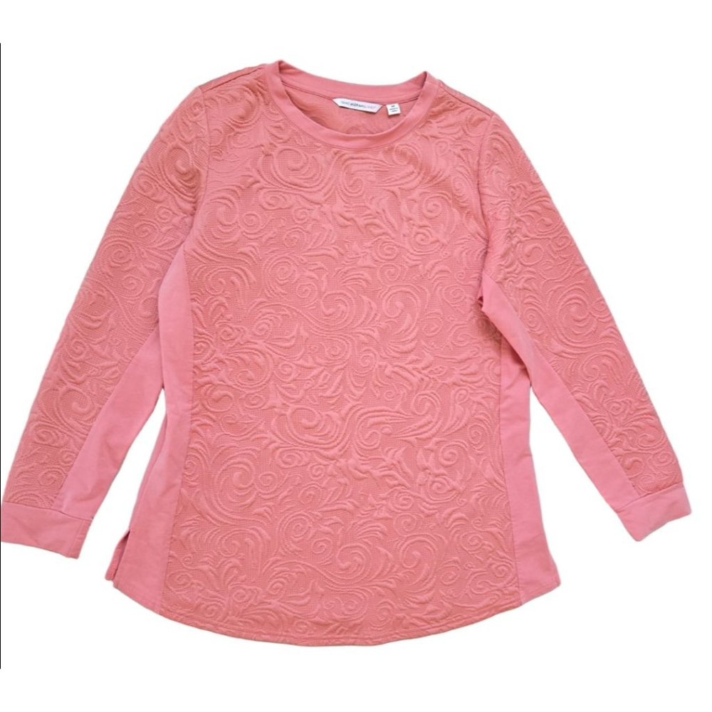 Women's Isaac Mizrahi Live! Coral Textured Sweatshirt Size M